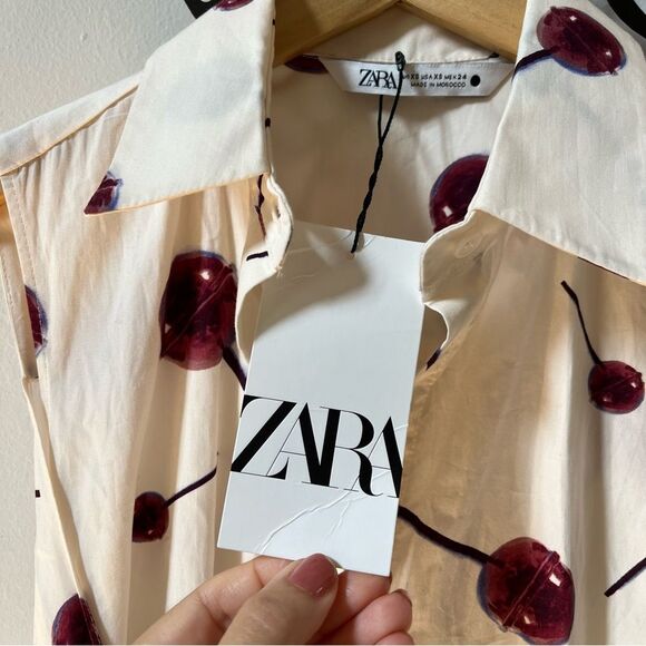 Zara Lollipop Printed Poplin Shirtdress ZW Collection 2024 XS NWT - Picture 15 of 16